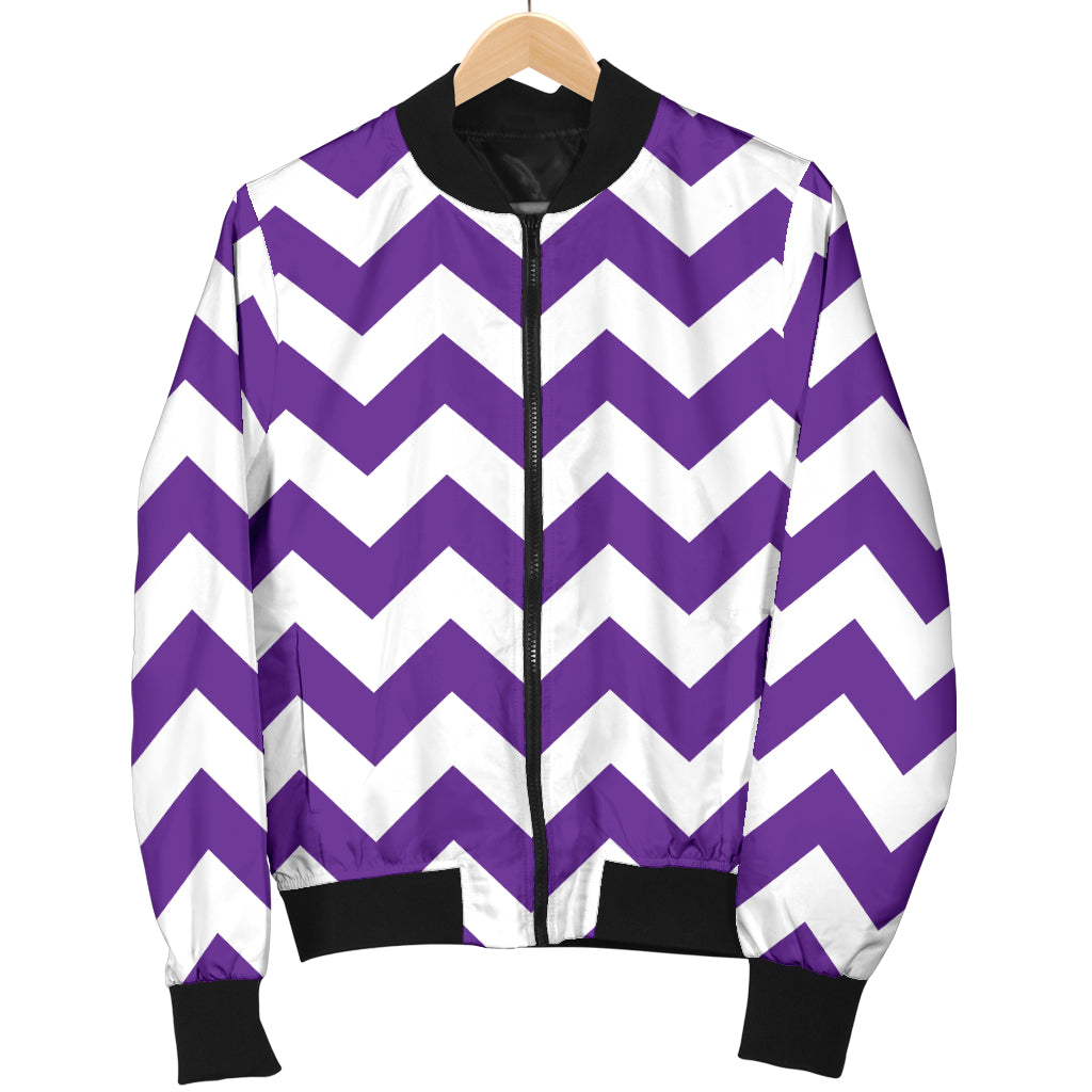 Chevron Purple Pattern Print Design 03 Women's Bomber Jacket