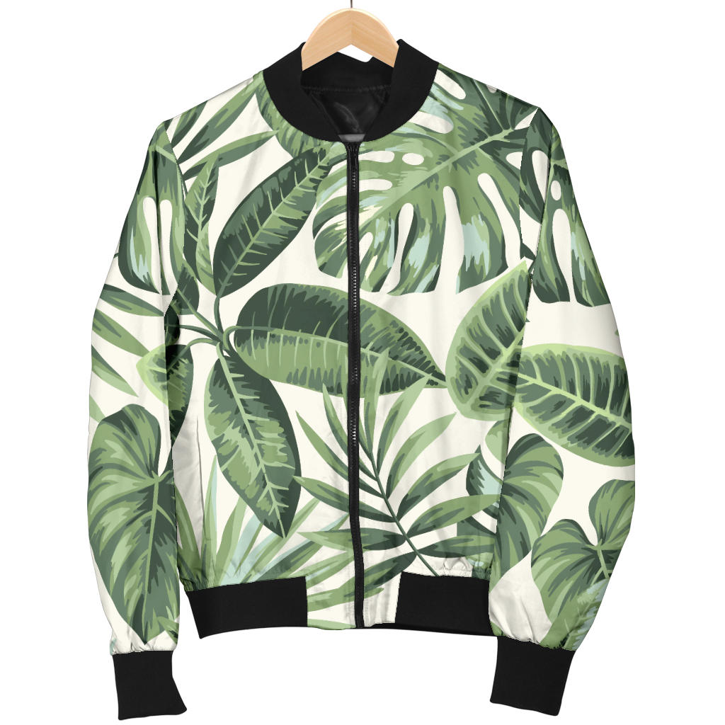 Palm Leaves Pattern Print Design PL014 Women Bomber Jacket