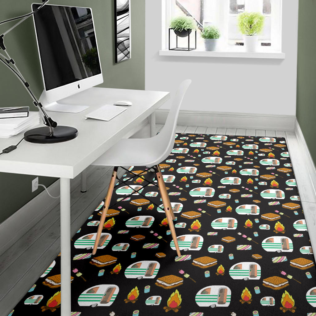 Camper Marshmallow Camping Design Print Area Rugs
