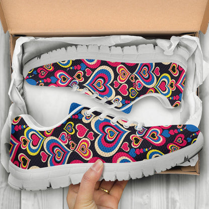 Heart Pattern Print Design HE08 Sneakers White Bottom Shoes