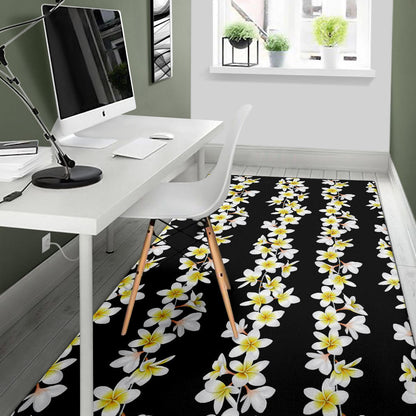White Plumeria Pattern Print Design PM08 Area Rugs