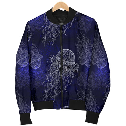 Jellyfish Pattern Print Design 02 Women's Bomber Jacket