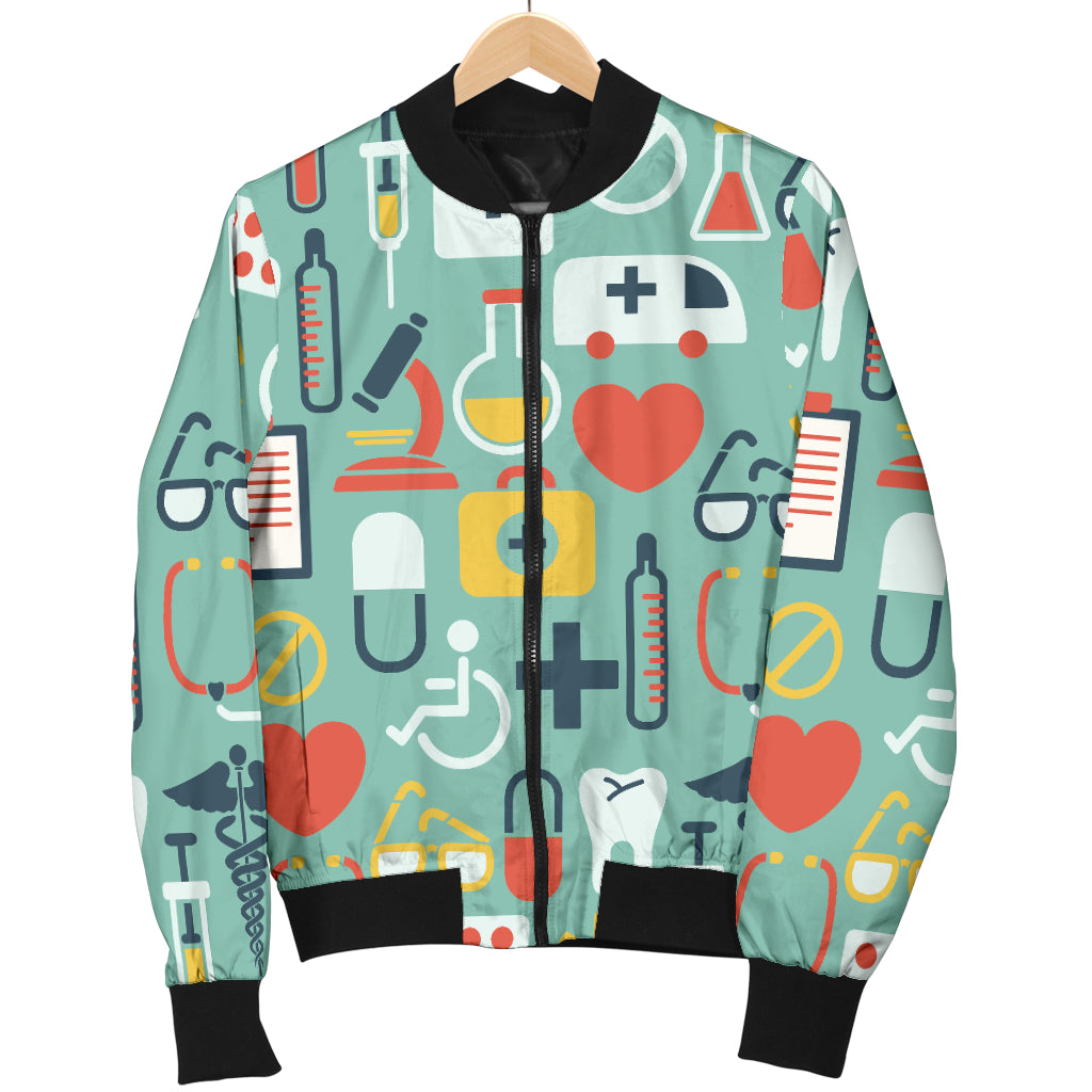 Medical Pattern Print Design 02 Women's Bomber Jacket
