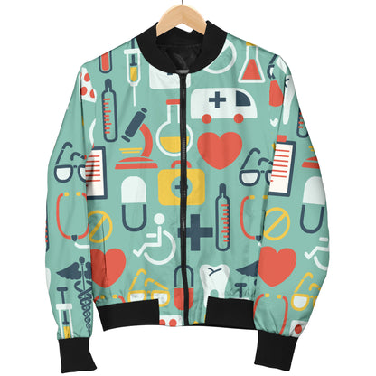 Medical Pattern Print Design 02 Women's Bomber Jacket