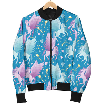Pegasus Pattern Print Design 04 Women's Bomber Jacket