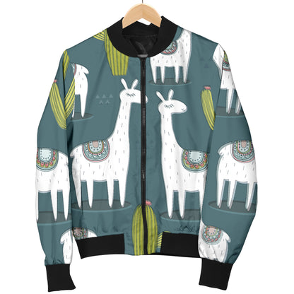Llama Cactus Pattern Print Design 03 Women's Bomber Jacket