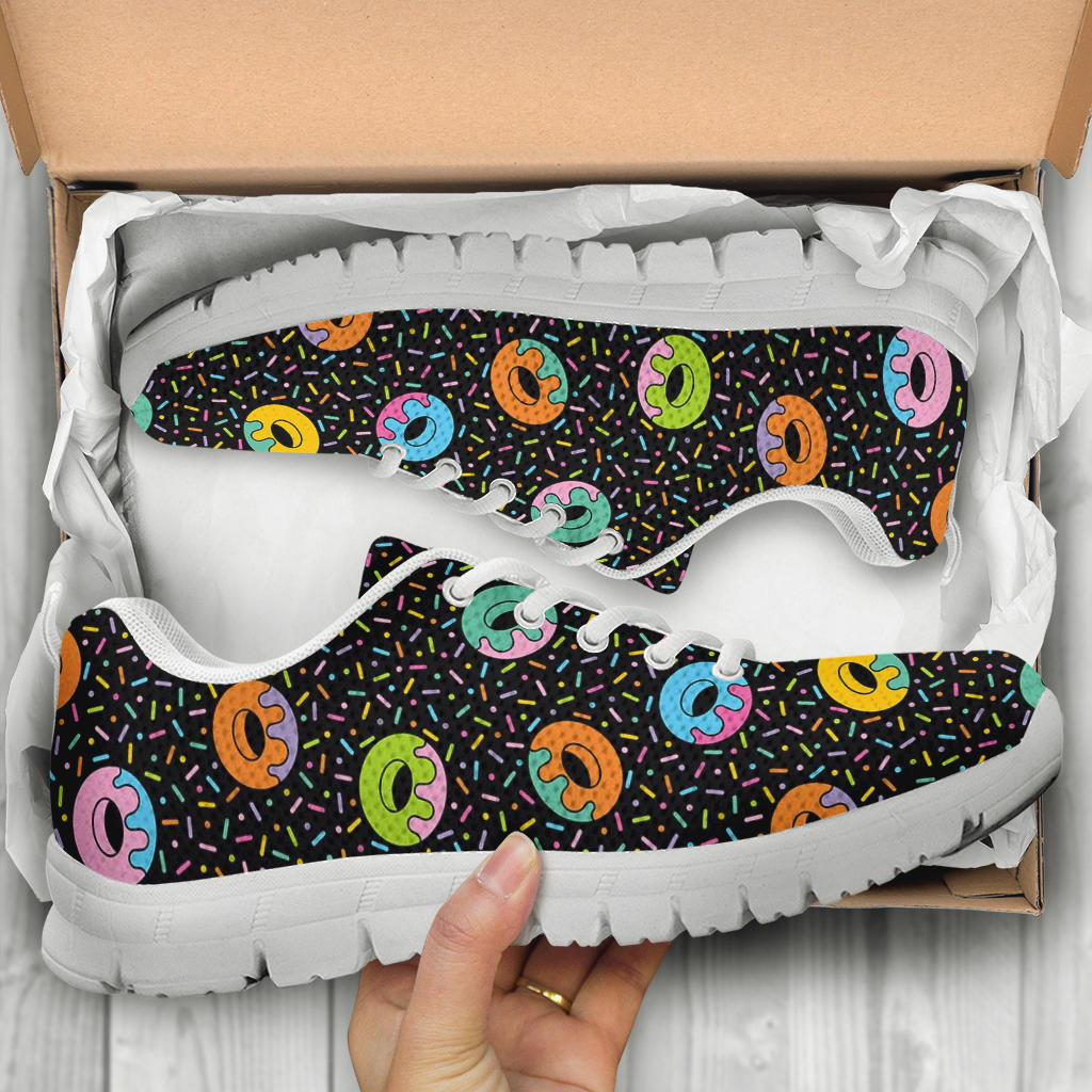 Donut Pattern Print Design DN012 Sneakers White Bottom Shoes