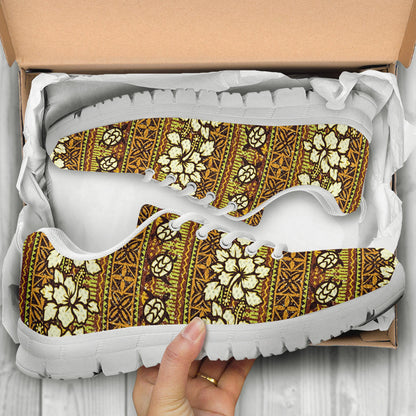 Hawaiian Themed Pattern Print Design H015 Sneakers White Bottom Shoes