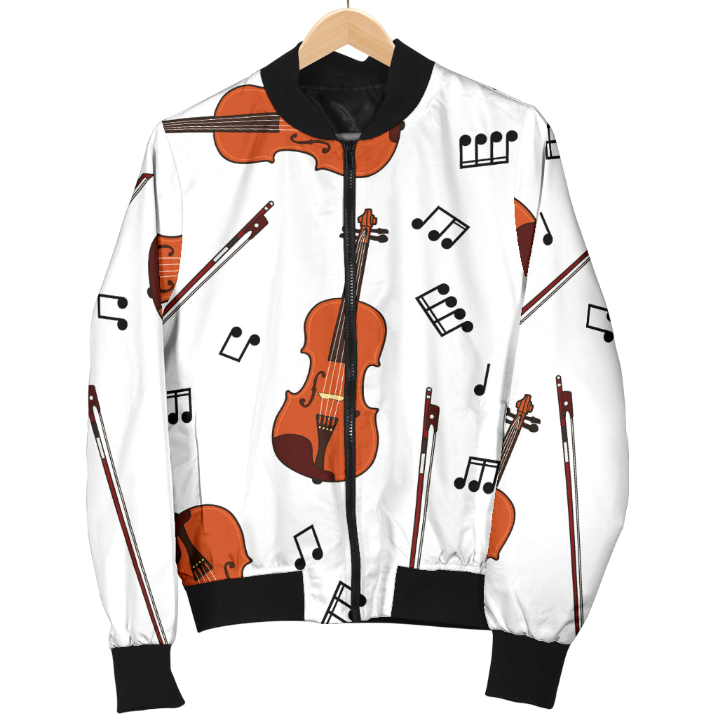 Violin Pattern Print Design 02 Women's Bomber Jacket