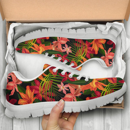 Amaryllis Pattern Print Design AL05 Sneakers White Bottom Shoes