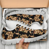 Brown Hibiscus Pattern Print Design HB06 Sneakers White Bottom Shoes