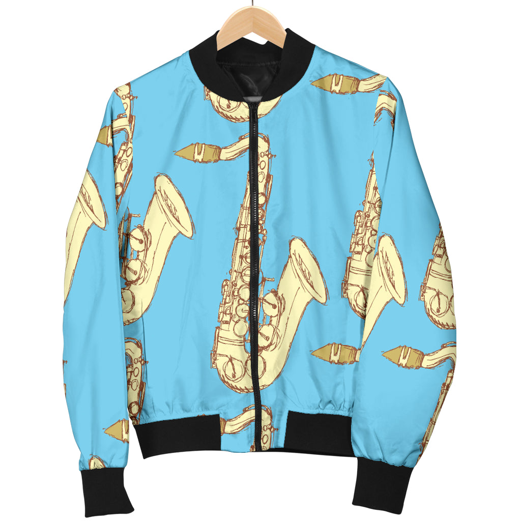 Saxophone Pattern Print Design 03 Women's Bomber Jacket
