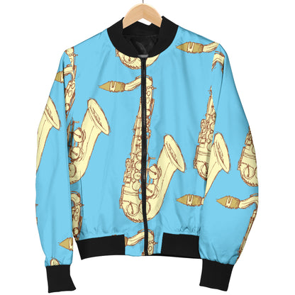 Saxophone Pattern Print Design 03 Women's Bomber Jacket