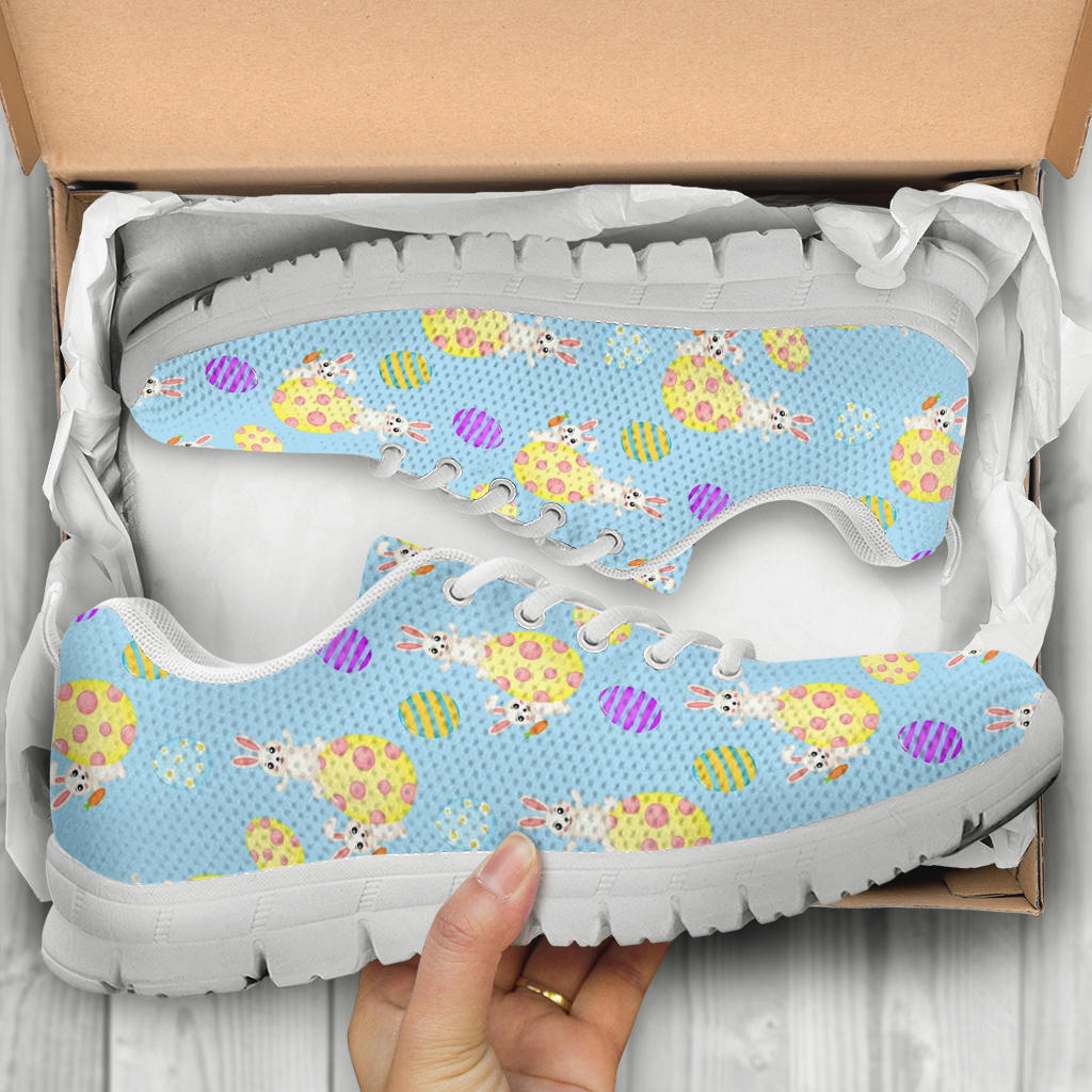 Easter Eggs Pattern Print Design RB015 Sneakers White Bottom Shoes