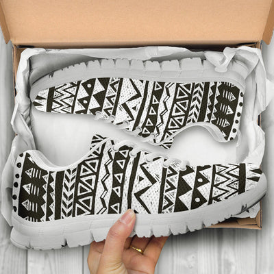 Hand draw Tribal Aztec Sneakers White Bottom Shoes