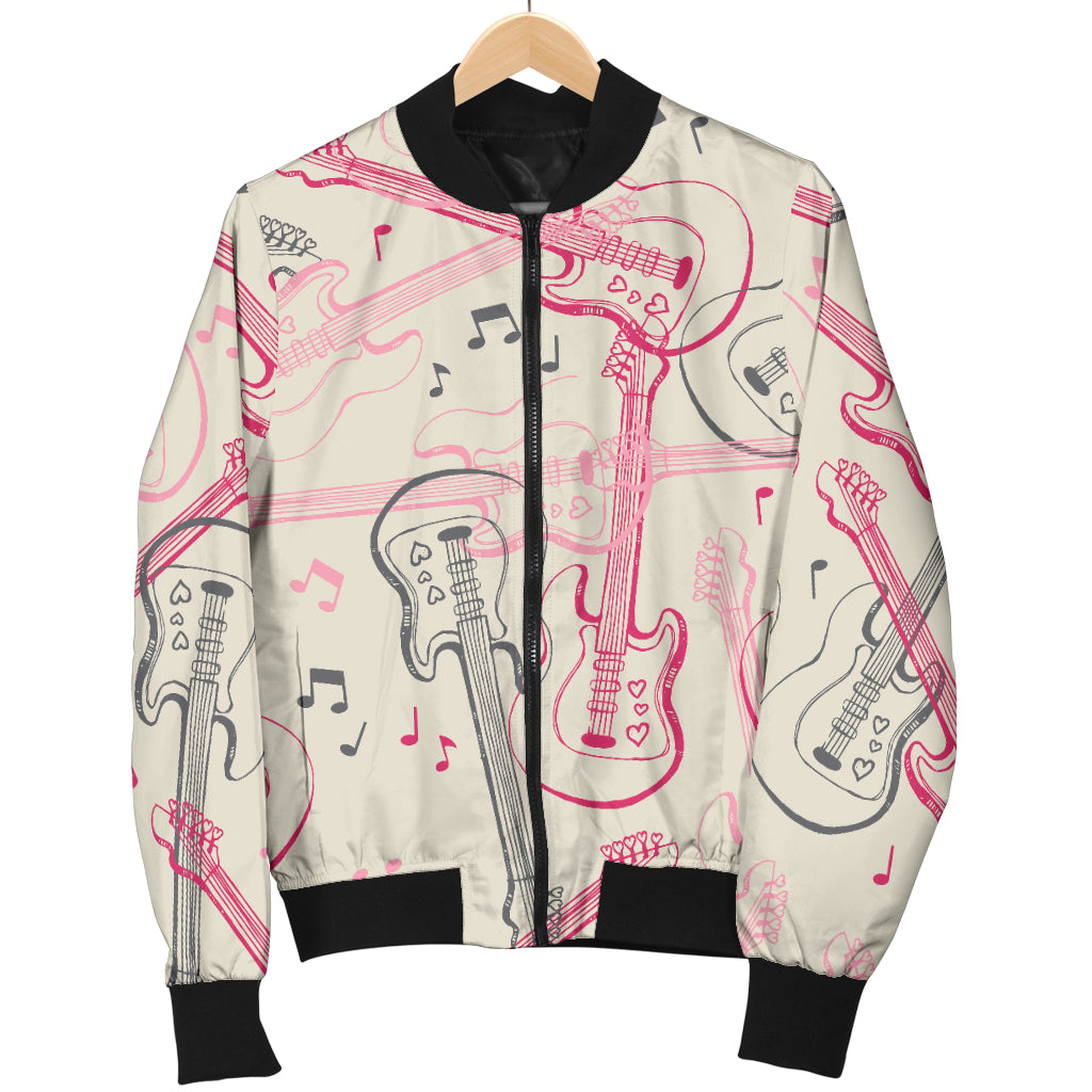 Bass Guitar Pattern Print Design 02 Women's Bomber Jacket