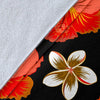 Red Hibiscus Pattern Print Design HB022 Fleece Blanket