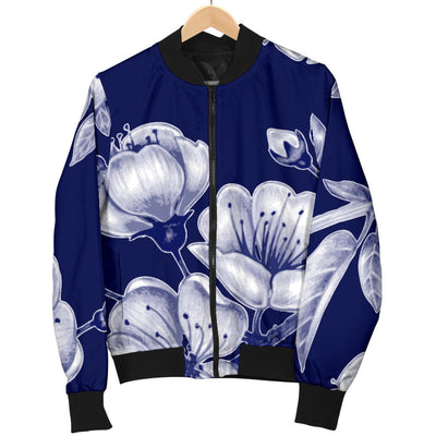 Cherry Blossom Pattern Print Design CB01 Women Bomber Jacket