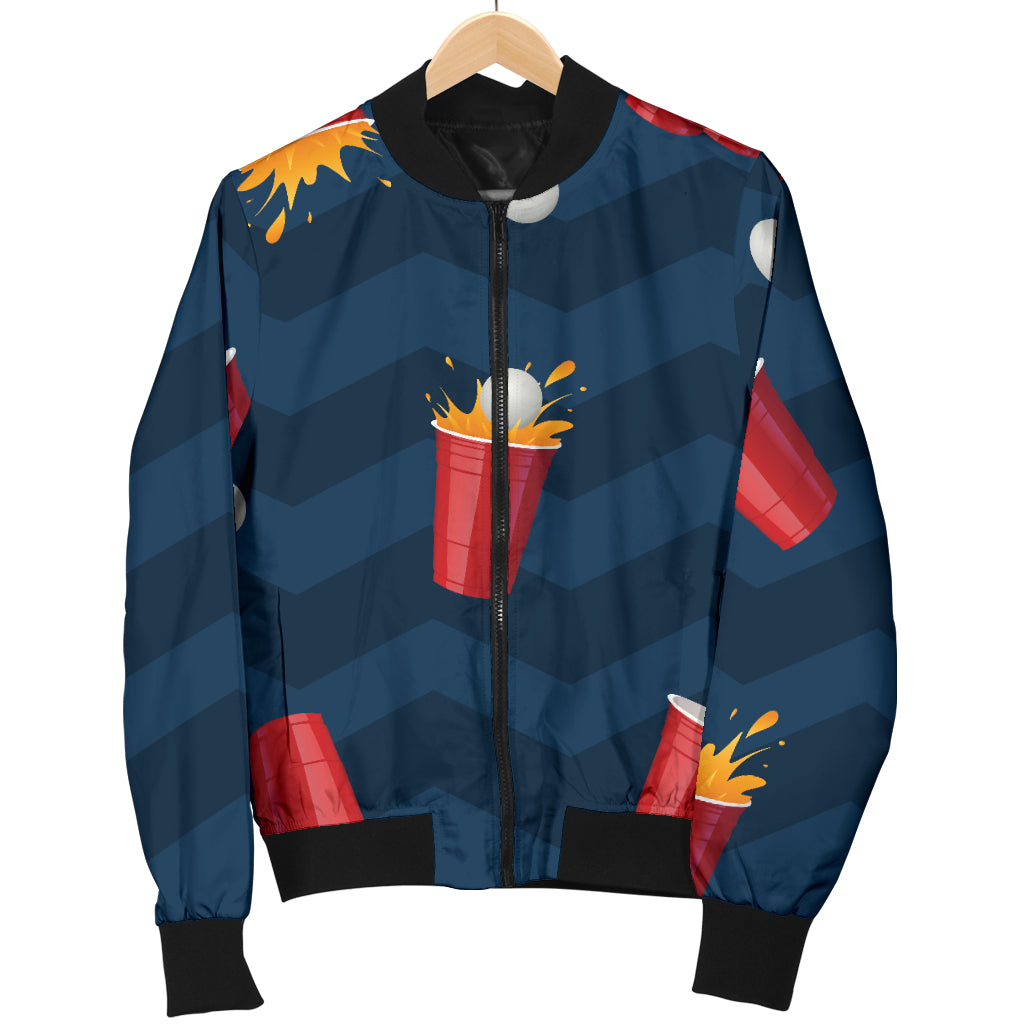 Beer Pong Pattern Print Design 01 Women's Bomber Jacket