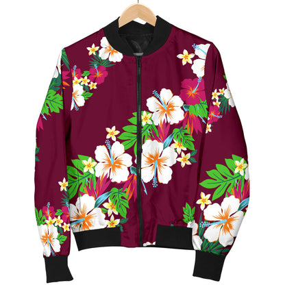 Hawaiian Themed Pattern Print Design H06 Women Bomber Jacket