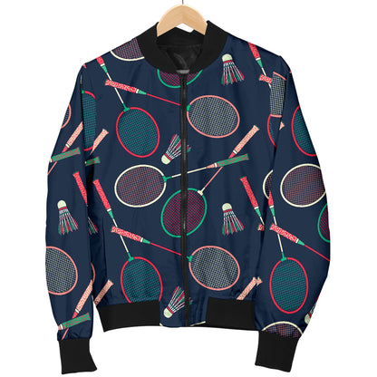 Badminton Pattern Print Design 03 Women's Bomber Jacket