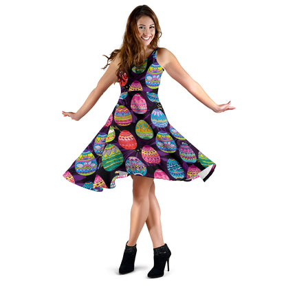 Easter Eggs Pattern Print Design RB08 Midi Dress