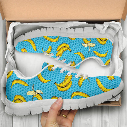 Banana Pattern Print Design BA08 Sneakers White Bottom Shoes