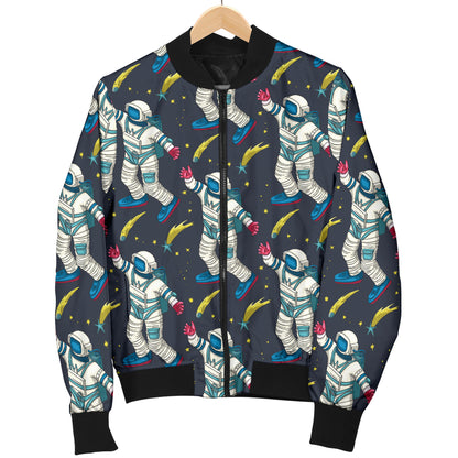 Astronaut Pattern Print Design 04 Women's Bomber Jacket