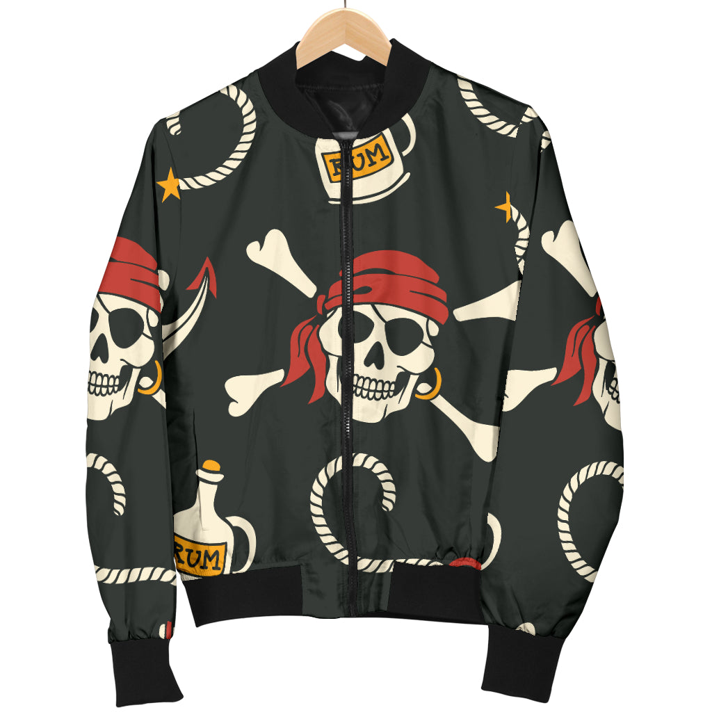 Pirate Pattern Print Design A02 Women's Bomber Jacket