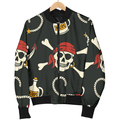Pirate Pattern Print Design A02 Women's Bomber Jacket