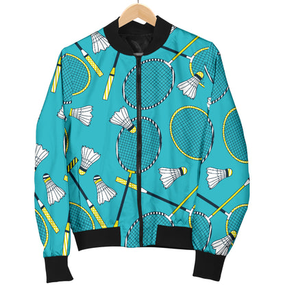 Badminton Pattern Print Design 06 Women's Bomber Jacket