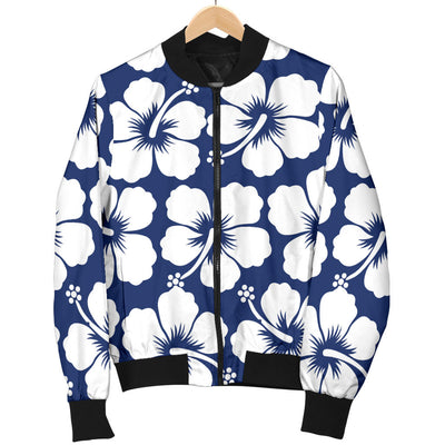 Hibiscus Pattern Print Design HB013 Women Bomber Jacket