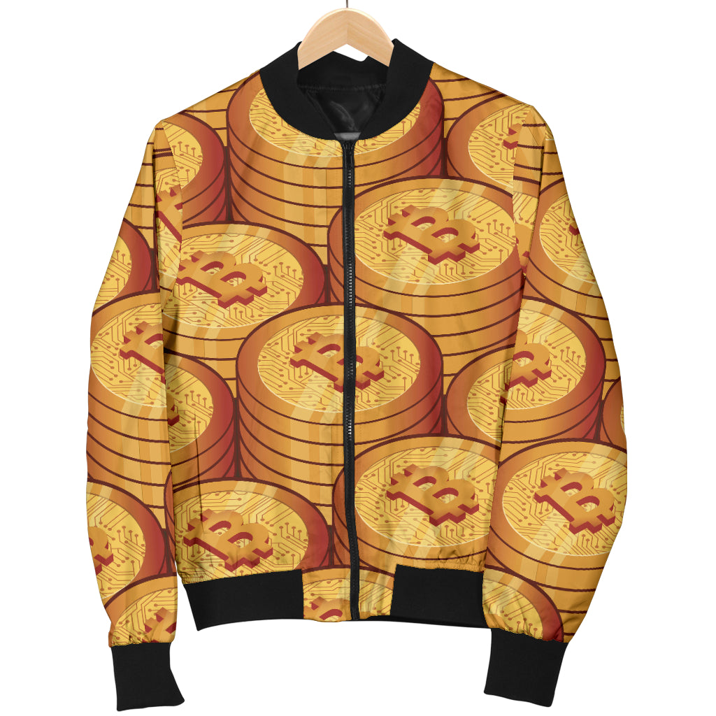 Bitcoin Pattern Print Design 02 Women's Bomber Jacket