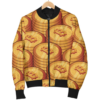 Bitcoin Pattern Print Design 02 Women's Bomber Jacket