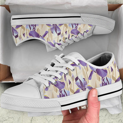 Iris Pattern Print Design IR02 White Bottom Low Top Shoes