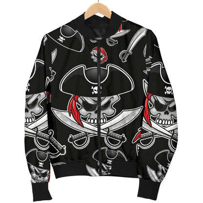 Pirate Pattern Print Design A05 Women's Bomber Jacket