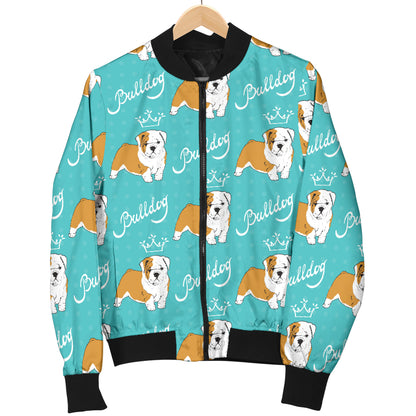 Bulldogs Pattern Print Design 05 Women's Bomber Jacket