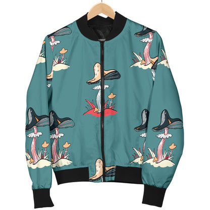 Mushroom Pattern Print Design A04 Women's Bomber Jacket