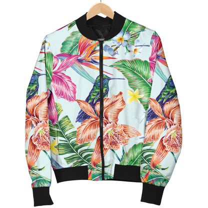 Hummingbird Tropical Pattern Print Design 05 Women's Bomber Jacket