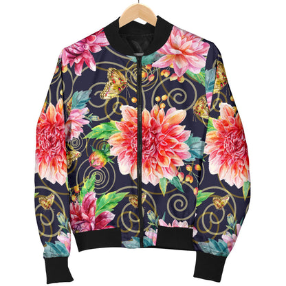 Dahlia Pattern Print Design DH02 Men Bomber Jacket