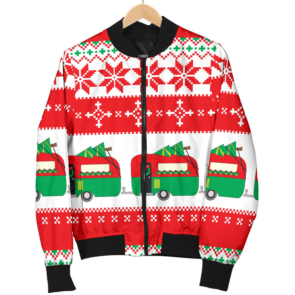 Camper Camping Ugly Christmas Design Print Men Bomber Jacket