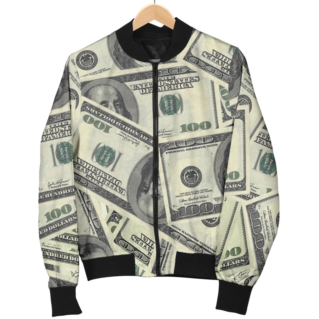 Dollar Pattern Print Design DO02 Men Bomber Jacket