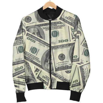 Dollar Pattern Print Design DO02 Men Bomber Jacket