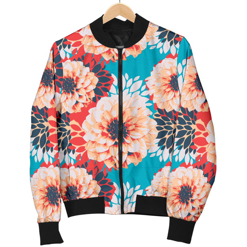 Dahlia Pattern Print Design DH05 Women Bomber Jacket