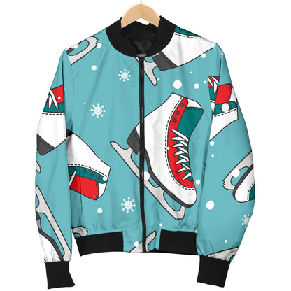 Ice Skate Pattern Print Design 03 Women's Bomber Jacket