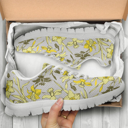 Daffodils Pattern Print Design DF05 Sneakers White Bottom Shoes
