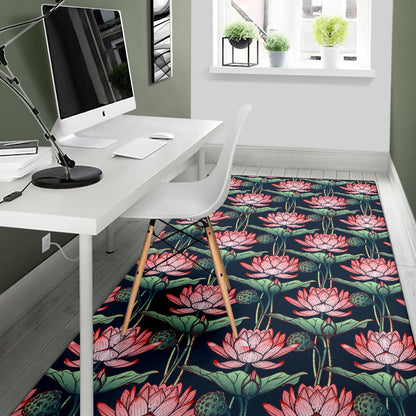 Water Lily Pattern Print Design WL03 Area Rugs