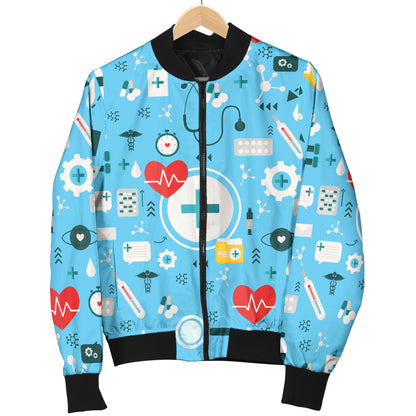 Medical Pattern Print Design 06 Women's Bomber Jacket
