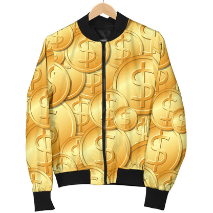 Dollar Pattern Print Design DO03 Men Bomber Jacket