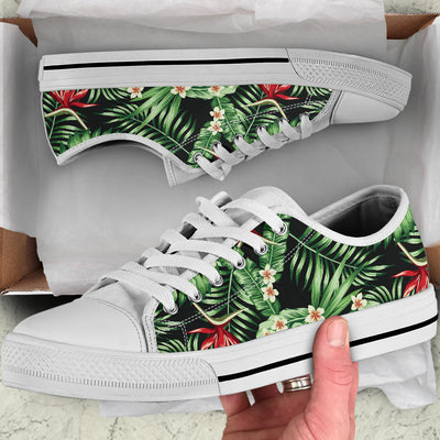 Bird Of Paradise Pattern Print Design BOP05 White Bottom Low Top Shoes